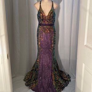 Ellie Wilde Mon Cheri Sequin Gown Size 8